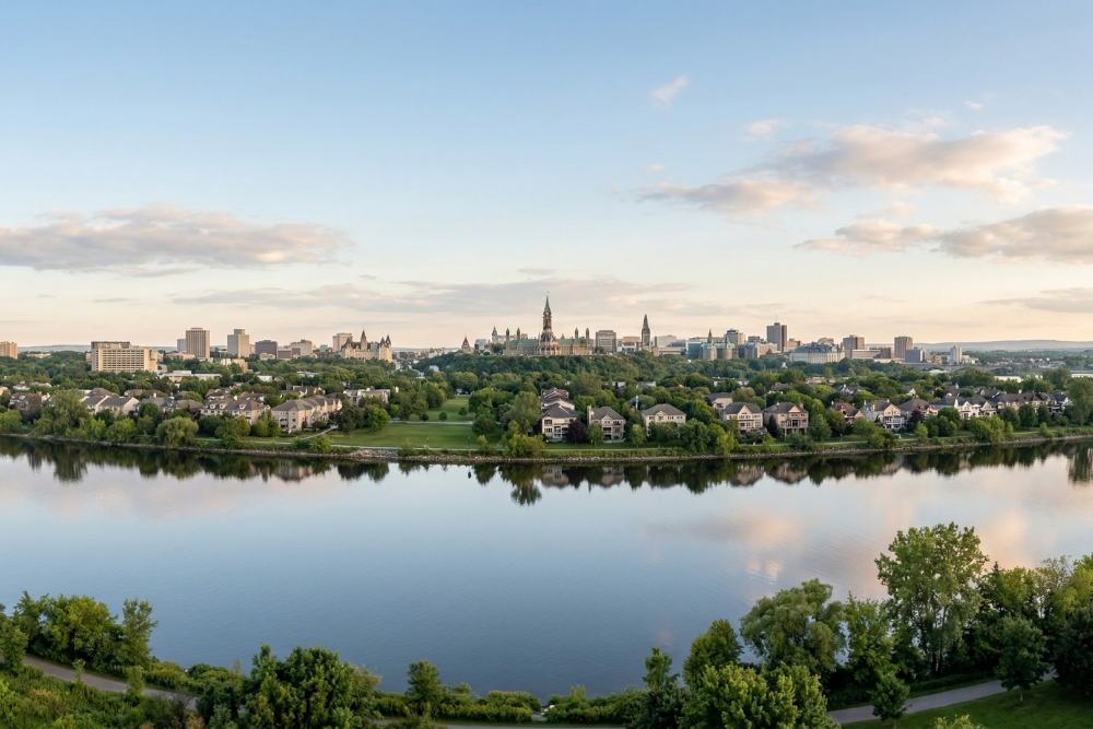 Ottawa skyline view along the river reflecting current Ottawa interest rates and housing market conditions