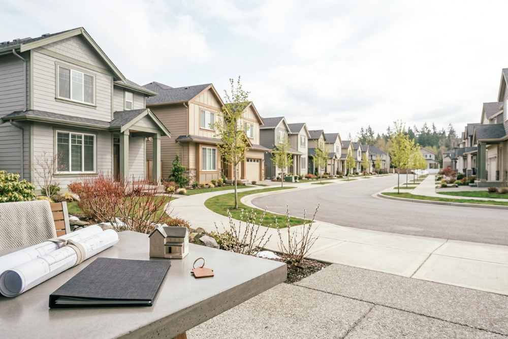 Modern suburban homes near Riverside Drive in Ottawa with landscaped yards and quiet residential street