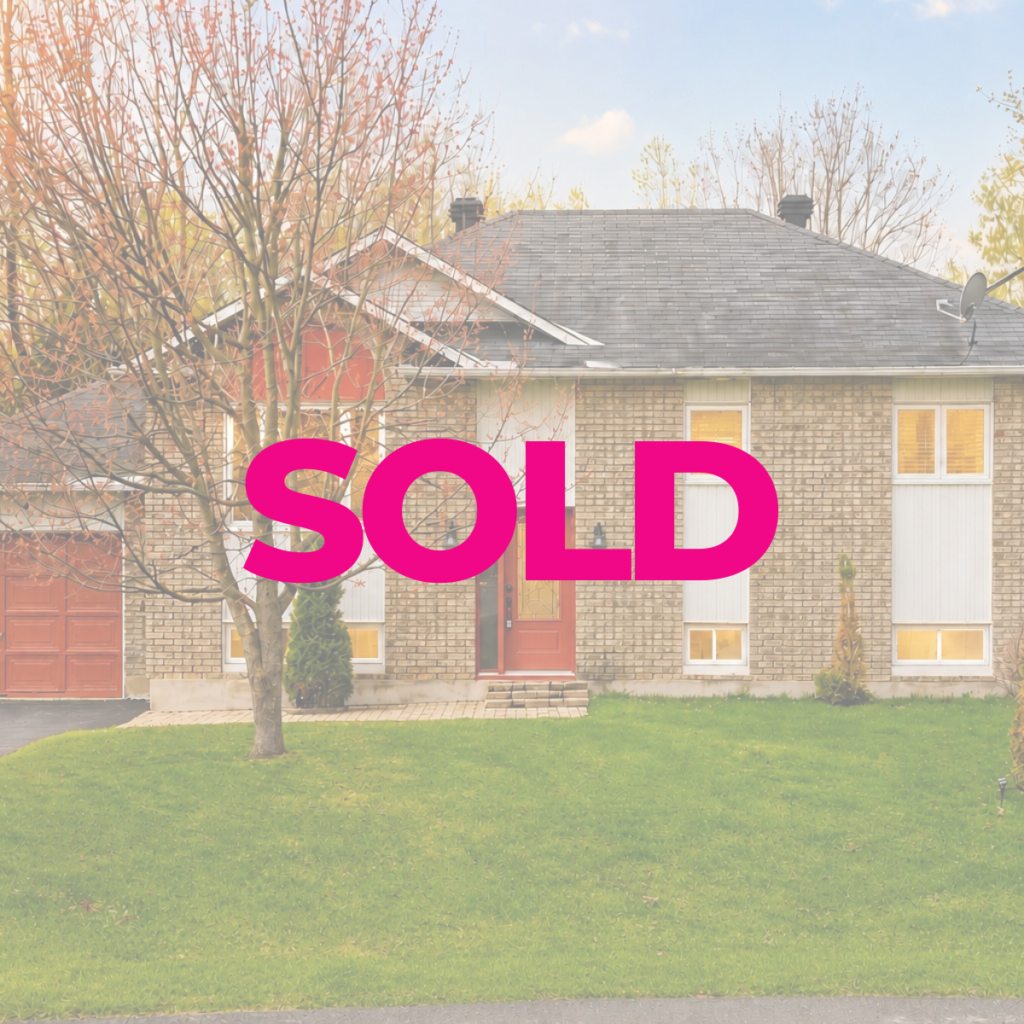 Modern detached family home in Forest Hill with private backyard oasis, forest views, and spacious driveway at sunset with sold sign