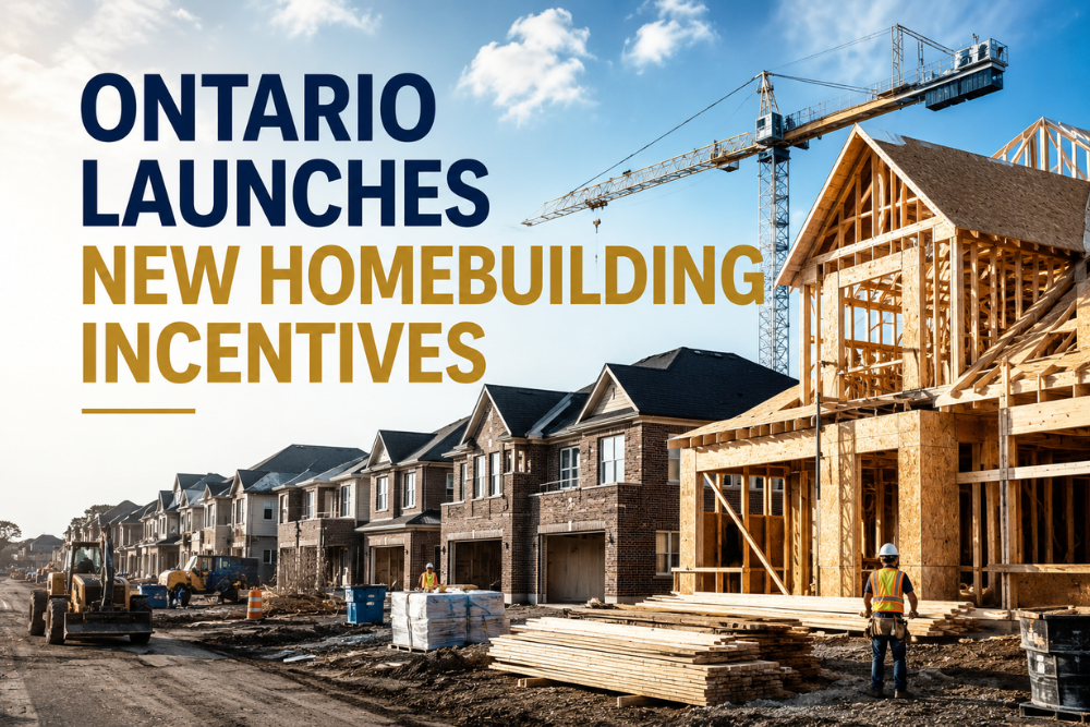 Ontario homebuilding incentives 2026 featuring new residential housing construction, homebuilders, and development projects aimed at increasing housing supply and affordability across Ontario.