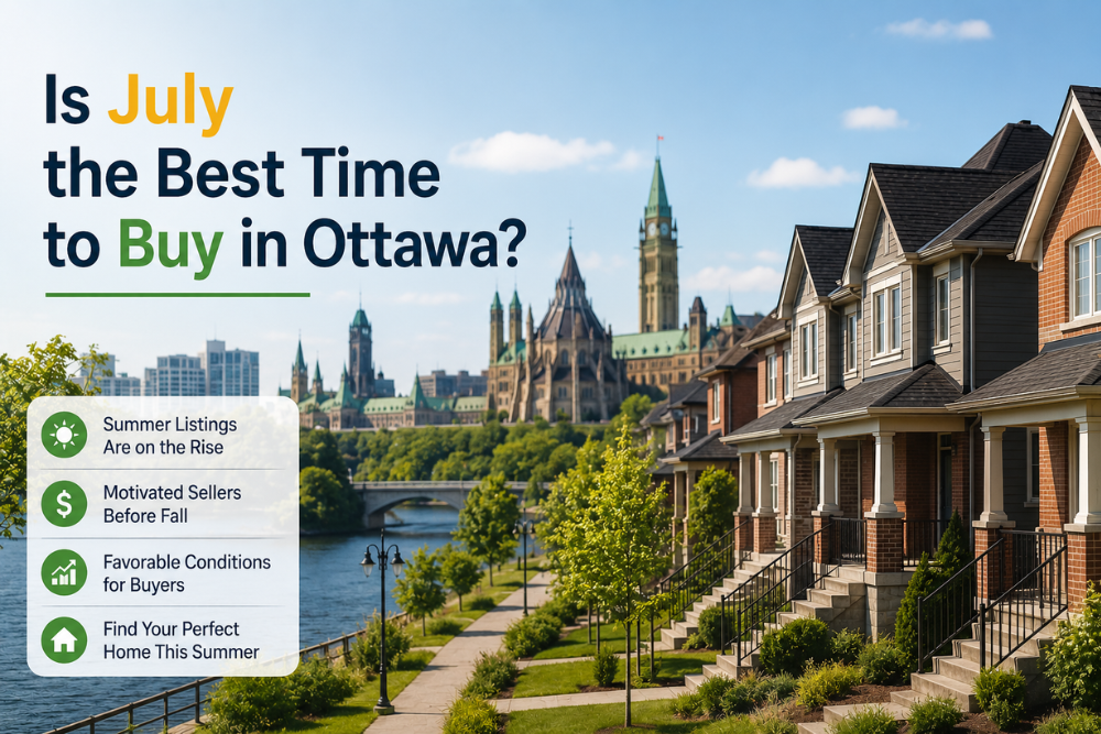 Ottawa homes for sale near Parliament Hill during summer, highlighting why July is a great time to buy a home in Ottawa with more listings, motivated sellers, and favourable market conditions for buyers.