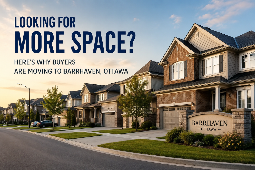 Modern detached Barrhaven homes for sale in Ottawa showcasing a spacious family-friendly community