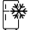 Refrigerator icon in black and white